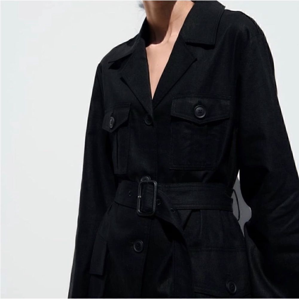 NWT Zara Linen Blend Belted Jacket, Size XS - Picture 5 of 16